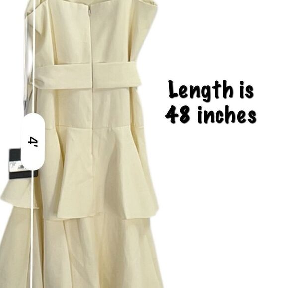 Mac Duggal Ieena NWT Ruffle Tiered Buckle Detail Dress in Cream Size 8 - Picture 12 of 16